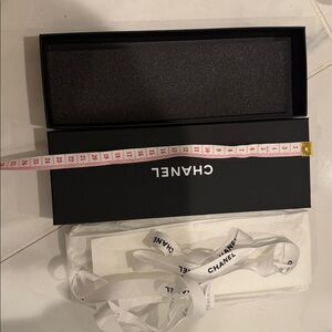 CHANEL Elegant Black Box with White Ribbon